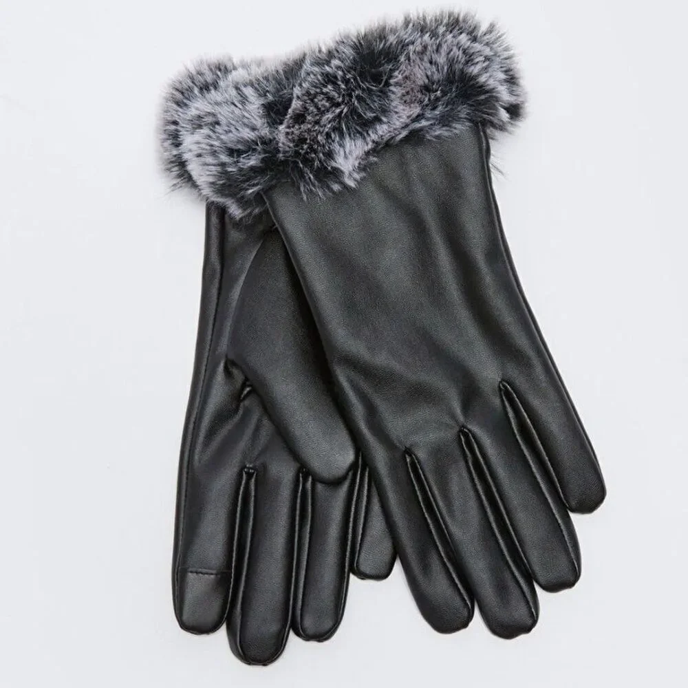 Women's Black and Grey Gloves